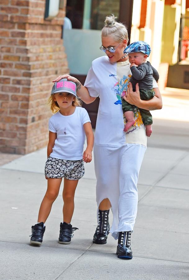 Pink and her husband Carey Hart take the kids to the park in Tribeca