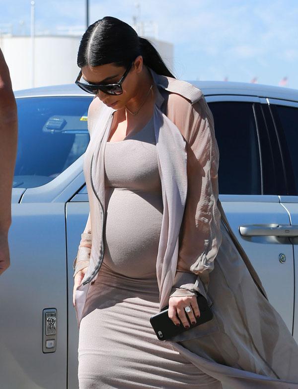 Pregnant Kim Kardashian puts on busty display as she's reunited with Kanye  West after revealing she's gained 15lbs - Mirror Online