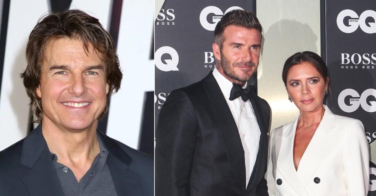 Photo of Tom Cruise; picture of David and Victoria Beckham.