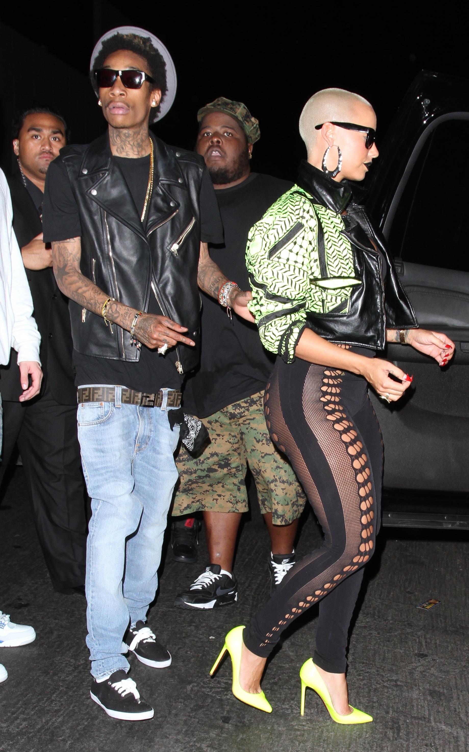 Wiz Khalifa and Amber Rose leaving the Roxbury nightclub in Hollywood