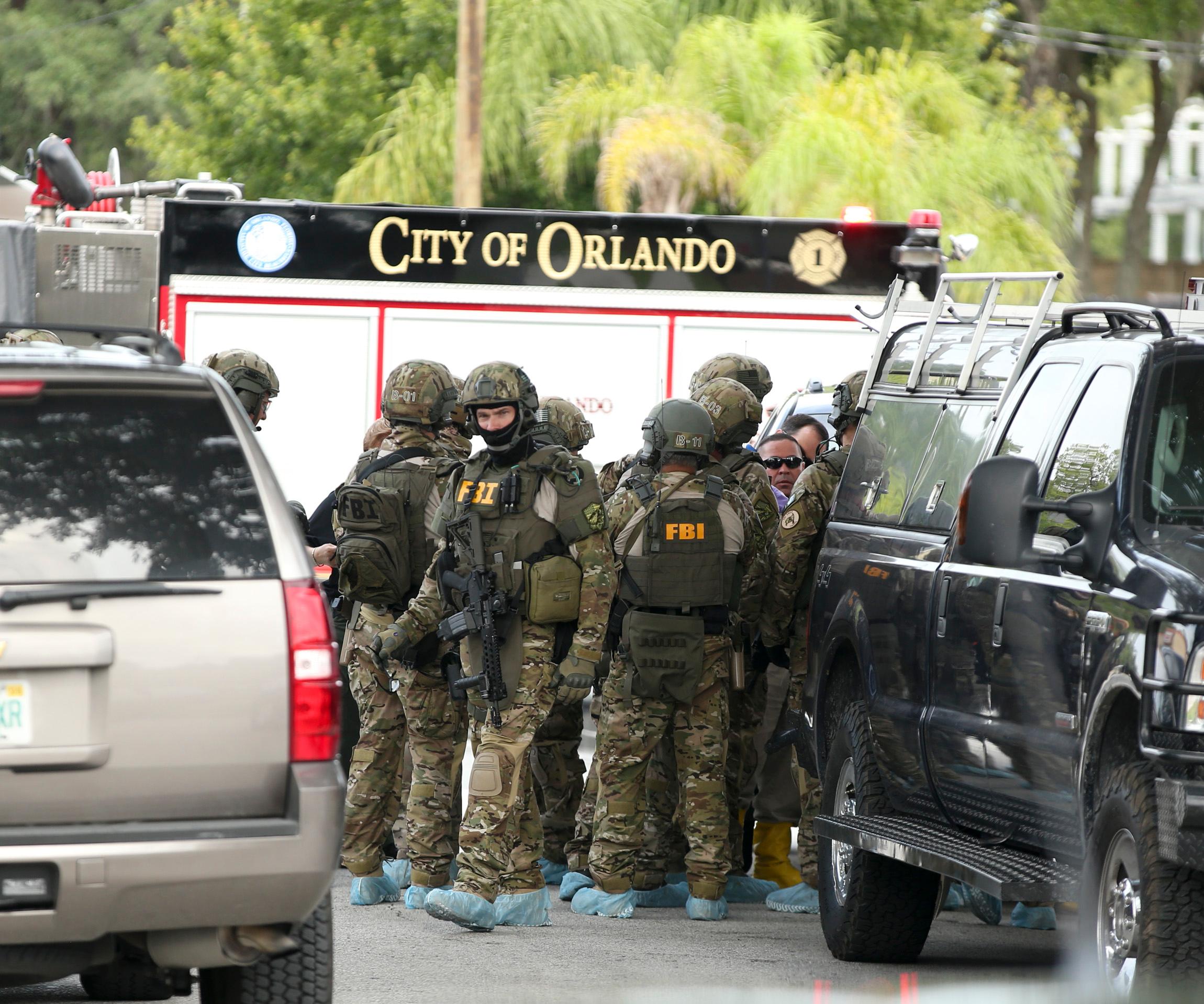 Orlando mass shooting at Pulse nightclub. FBI outside the club Sunday morning.