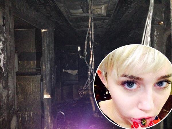 Miley Cyrus Tour Bus Burst Into Flames Last Night Miley Cyrus Tour Bus Burst Into Flames Last Night