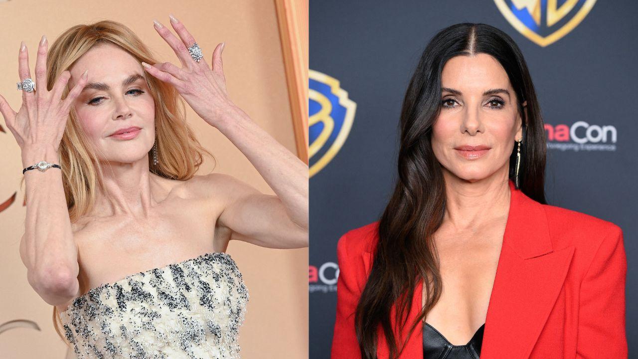 Image of Kidman and Bullock at separate events.