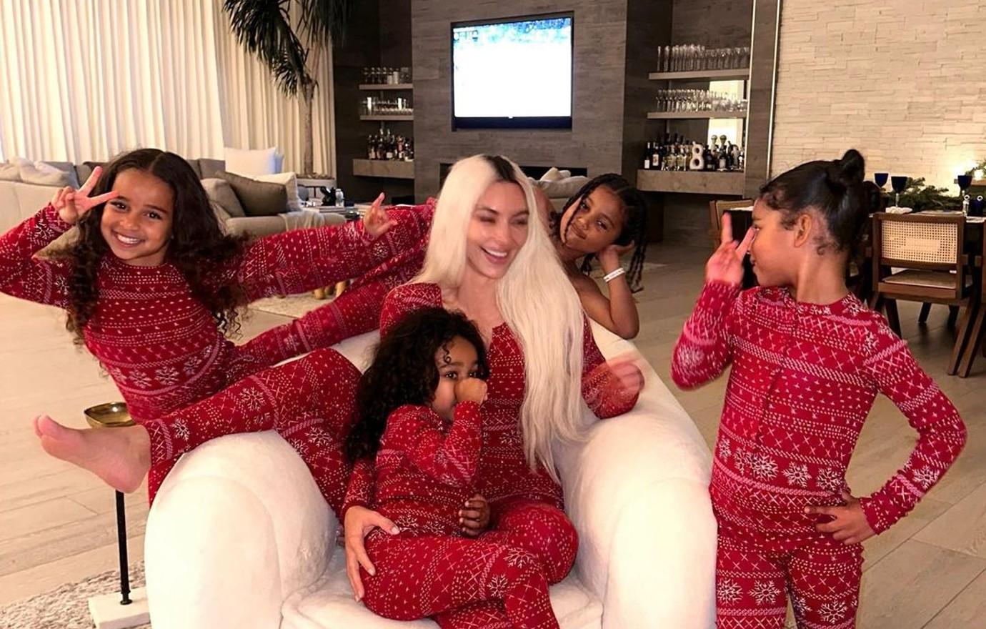 Kim Kardashian, Kids & Nieces Wear Matching Christmas Pajamas Photos