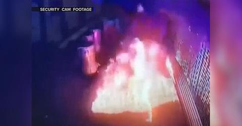 arsonist accidentally sets himself on fire security footagepp