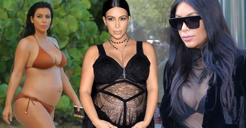 Kim kardashian most naked maternity fashion style outfits nude