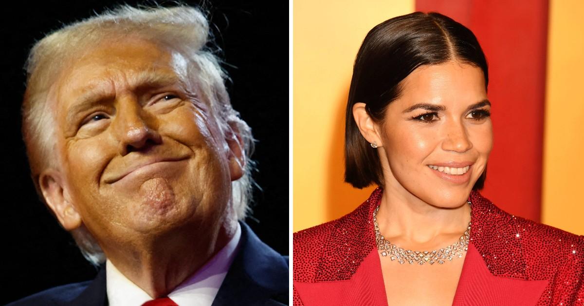 Split photo of Donald Trump and America Ferrera