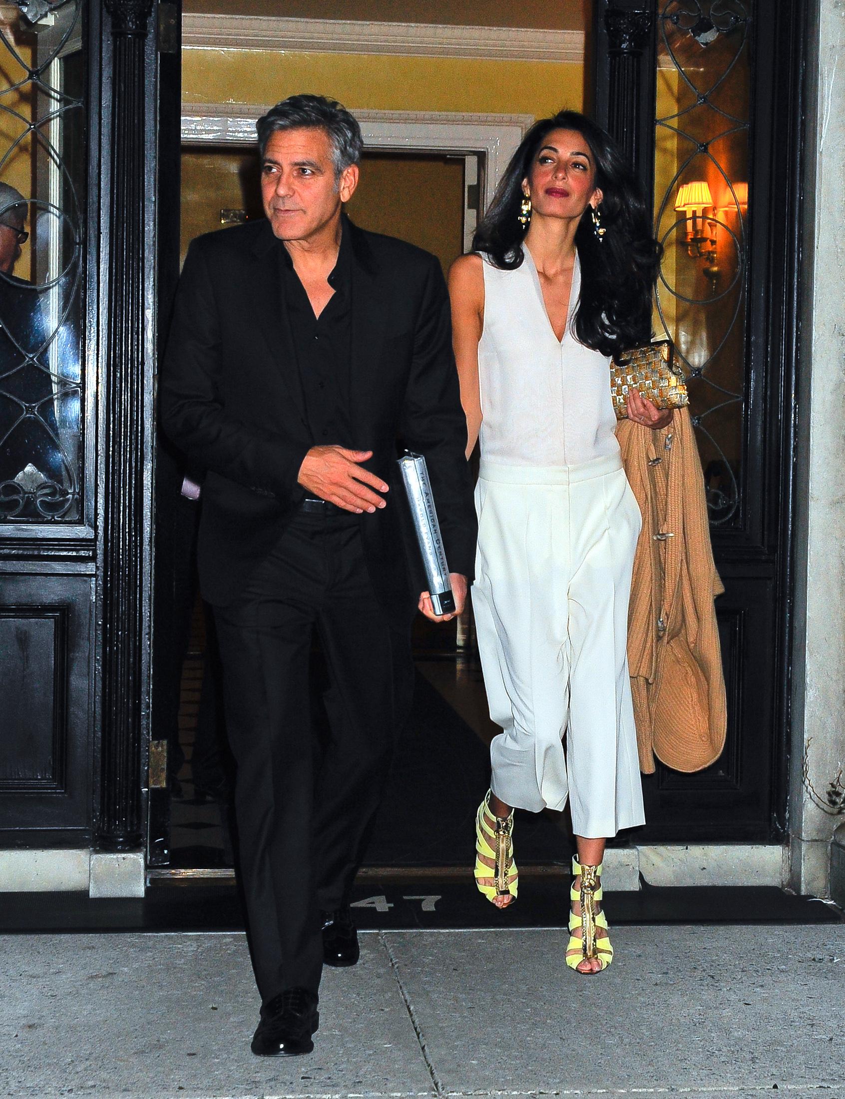 George Clooney and Amal Clooney attend dinner party at Sir Harold Evans home in NYC!