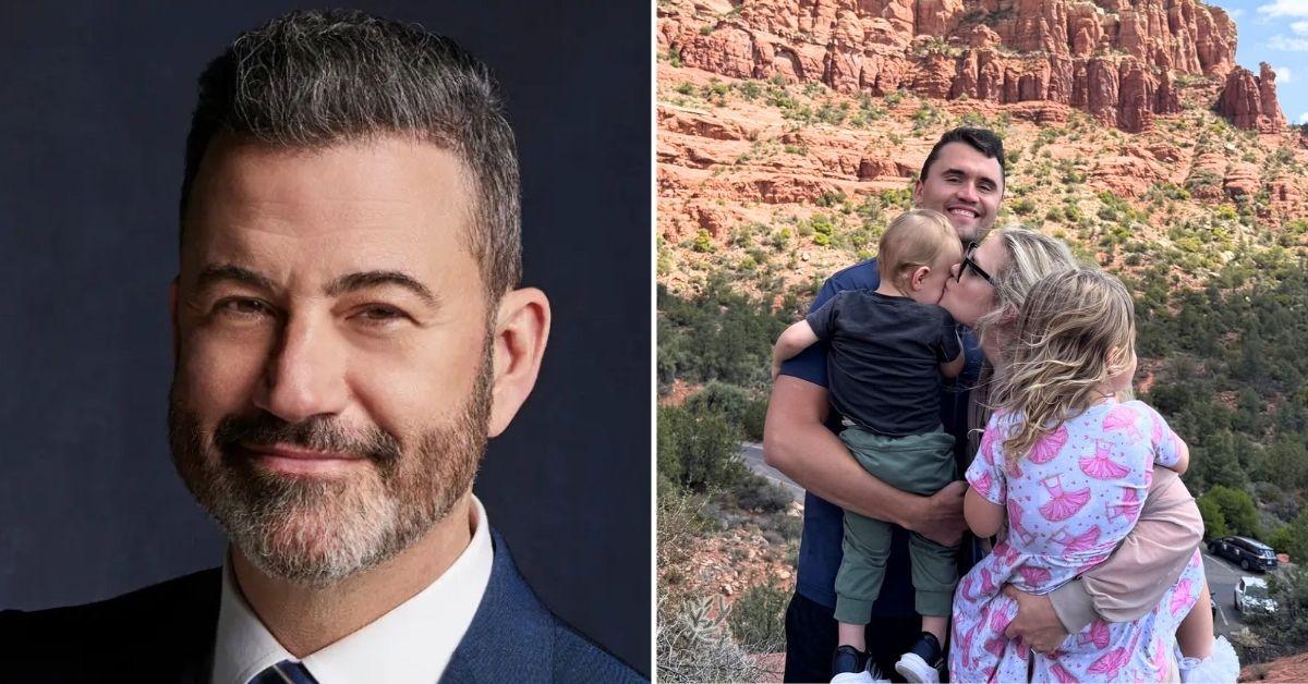photo of Jimmy Kimmel, Charlie Kirk and Erika Kirk