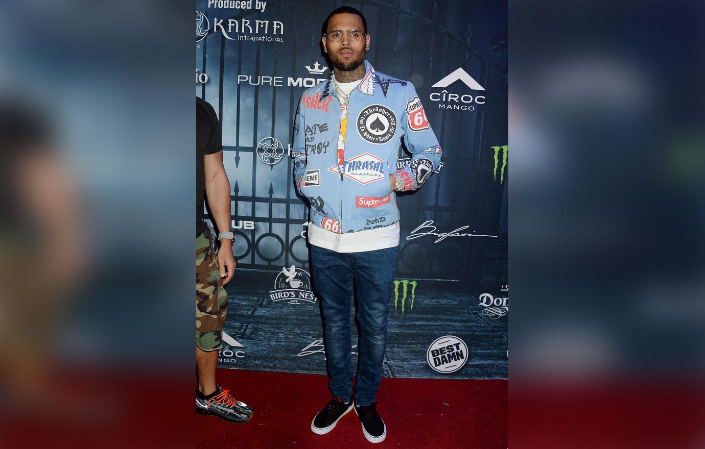 Chris Brown Jean Jacket Red Carpet Ammika Harris Concert