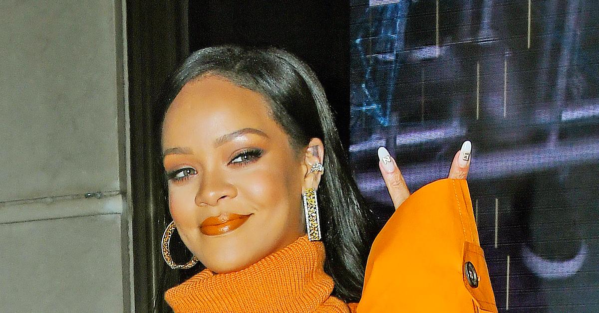 Rihanna in Orange Suit