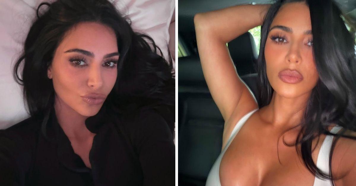 image of Kim Kardashian shared a new series of glamorous selfies shortly after publicly confirming her relationship with Lewis Hamilton.
