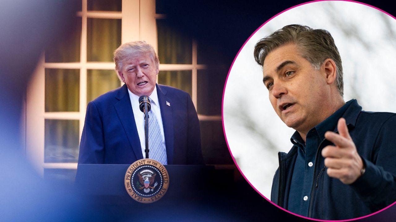Split Photo of Donald Trump and Jim Acosta