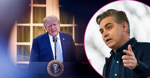 Split Photo of Donald Trump and Jim Acosta