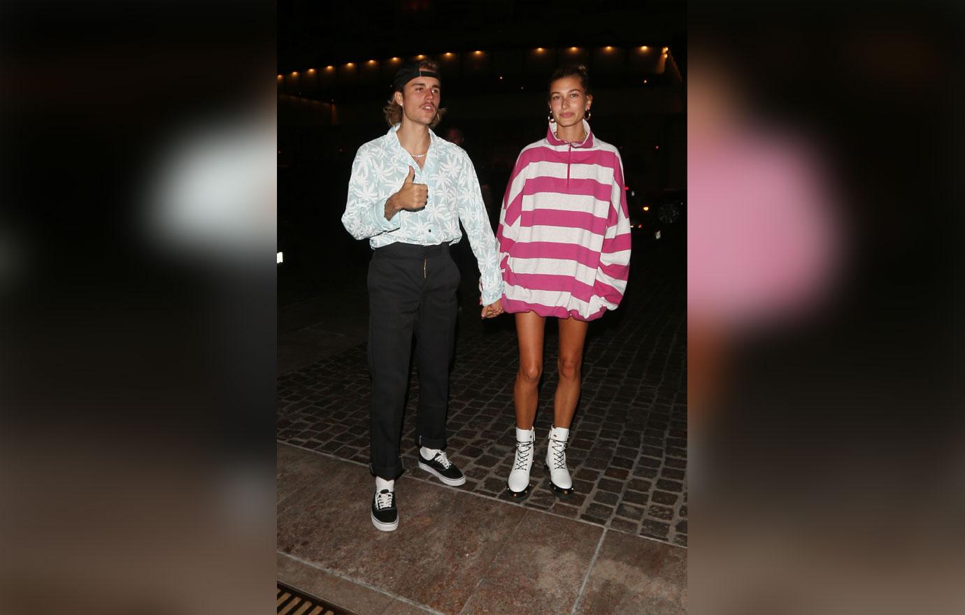 Justin Bieber and Hailey Baldwin walk hand in hand to Mastro&#8217;s Steakhouse for dinner