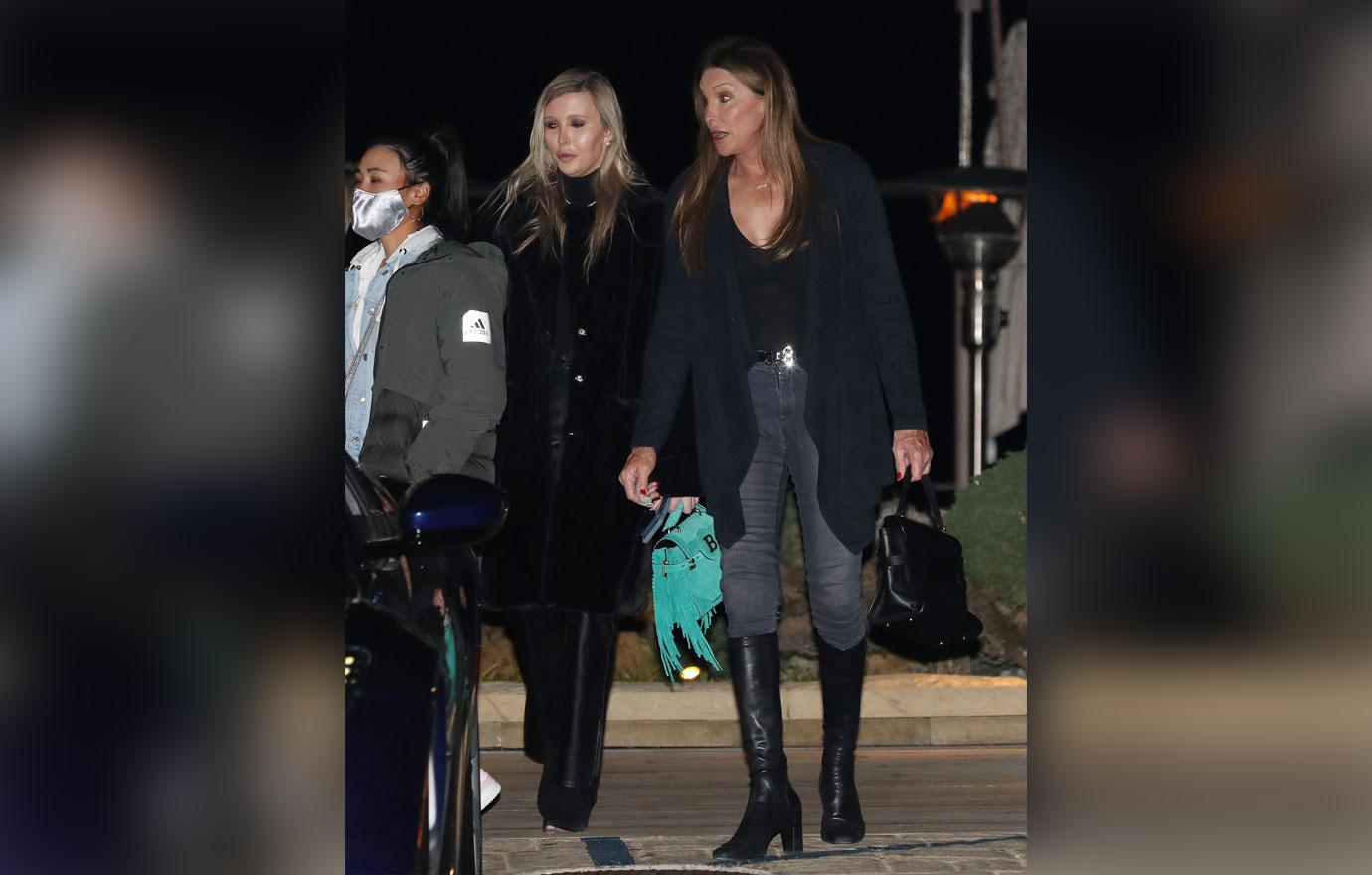 Caitlyn Jenner & Sophia Hutchins Leave Nobu Dinner Without Masks Photos