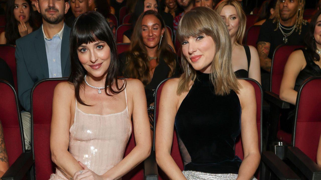 Photo of Dakota Johnson and Taylor Swift.