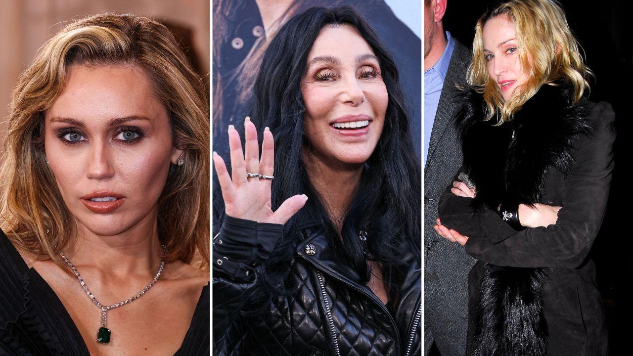 Image of Miley, Cher, and Madonna.