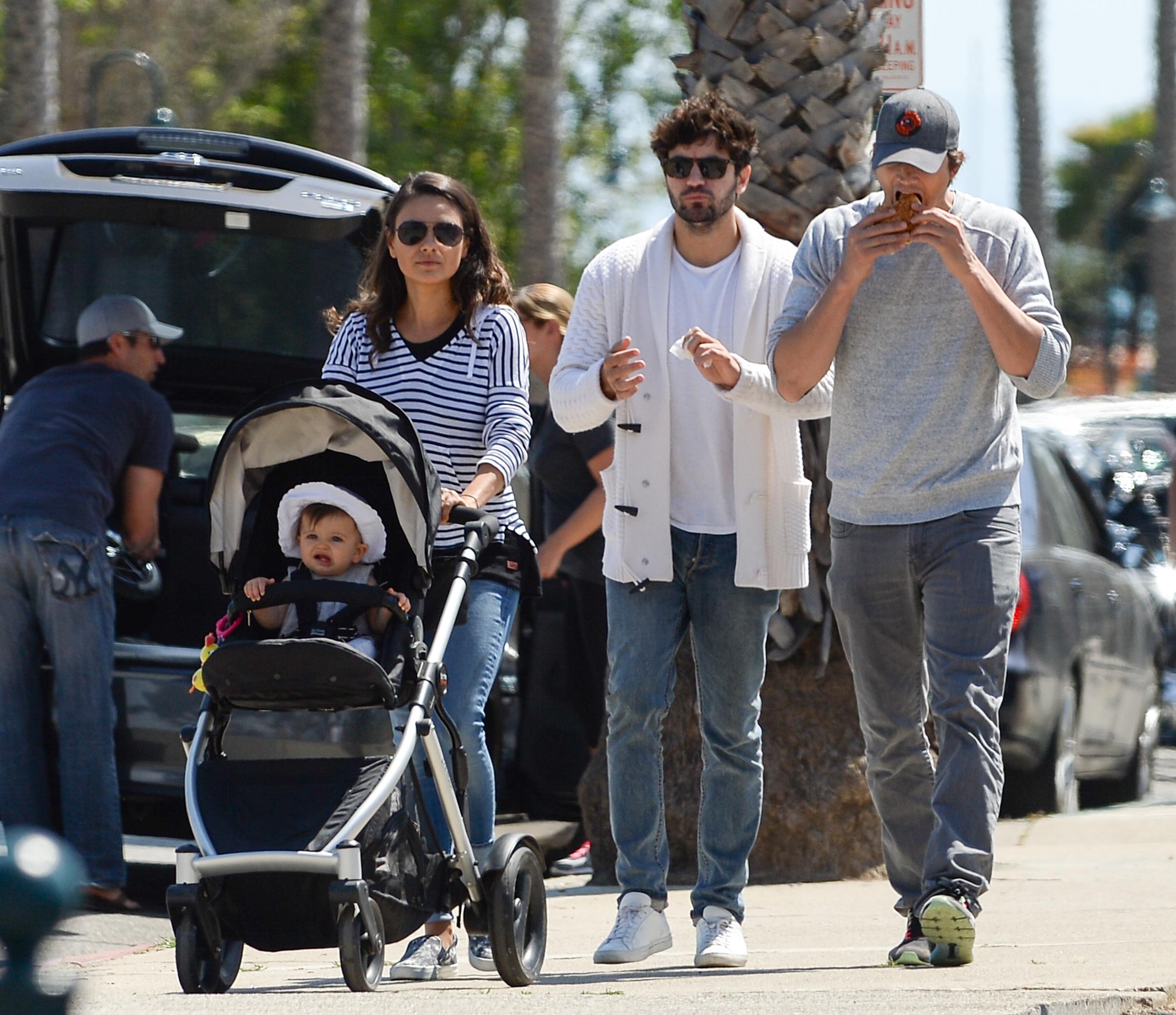 EXCLUSIVE: ** PREMIUM RATES APPLY** Mila Kunis and Ashton Kutcher take Wyatt to lunch in Carpinteria