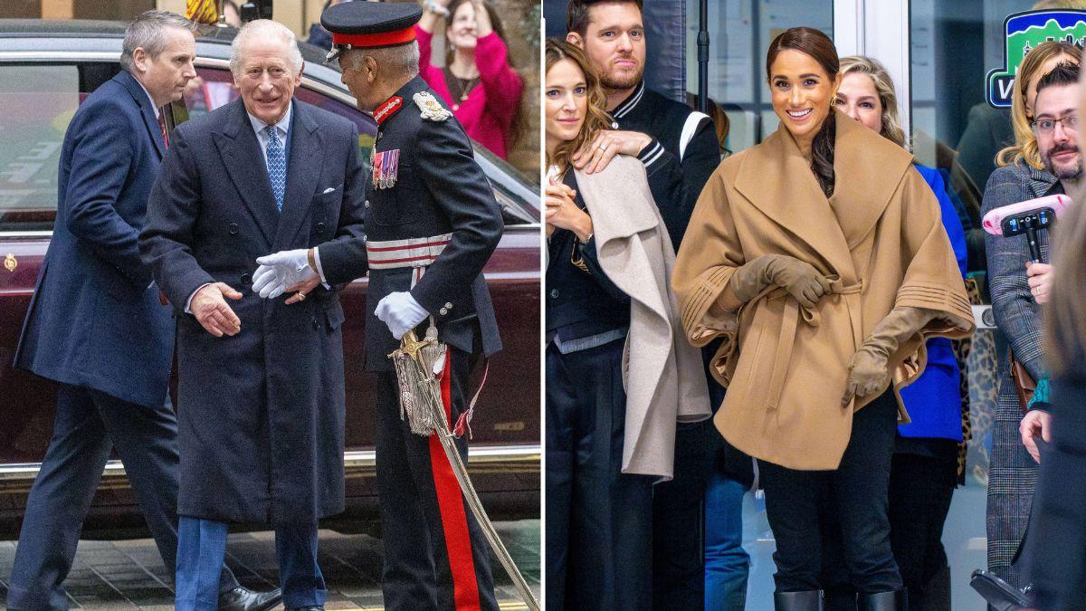 image split of meghan markle and King Charles