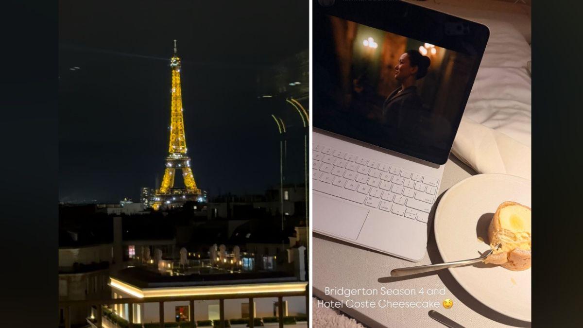 Photo of Kim Kardashian posted photos as she dined with Lewis Hamilton in Paris, France.