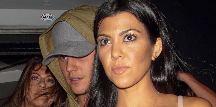 Kourtney Kardashian and Justin Bieber leave The Nice Guy together **USA ONLY**