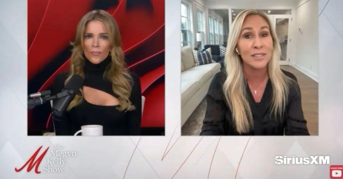 image of Marjorie Taylor Greene spoke out about Donald Trump on Megyn Kelly's podcast. 