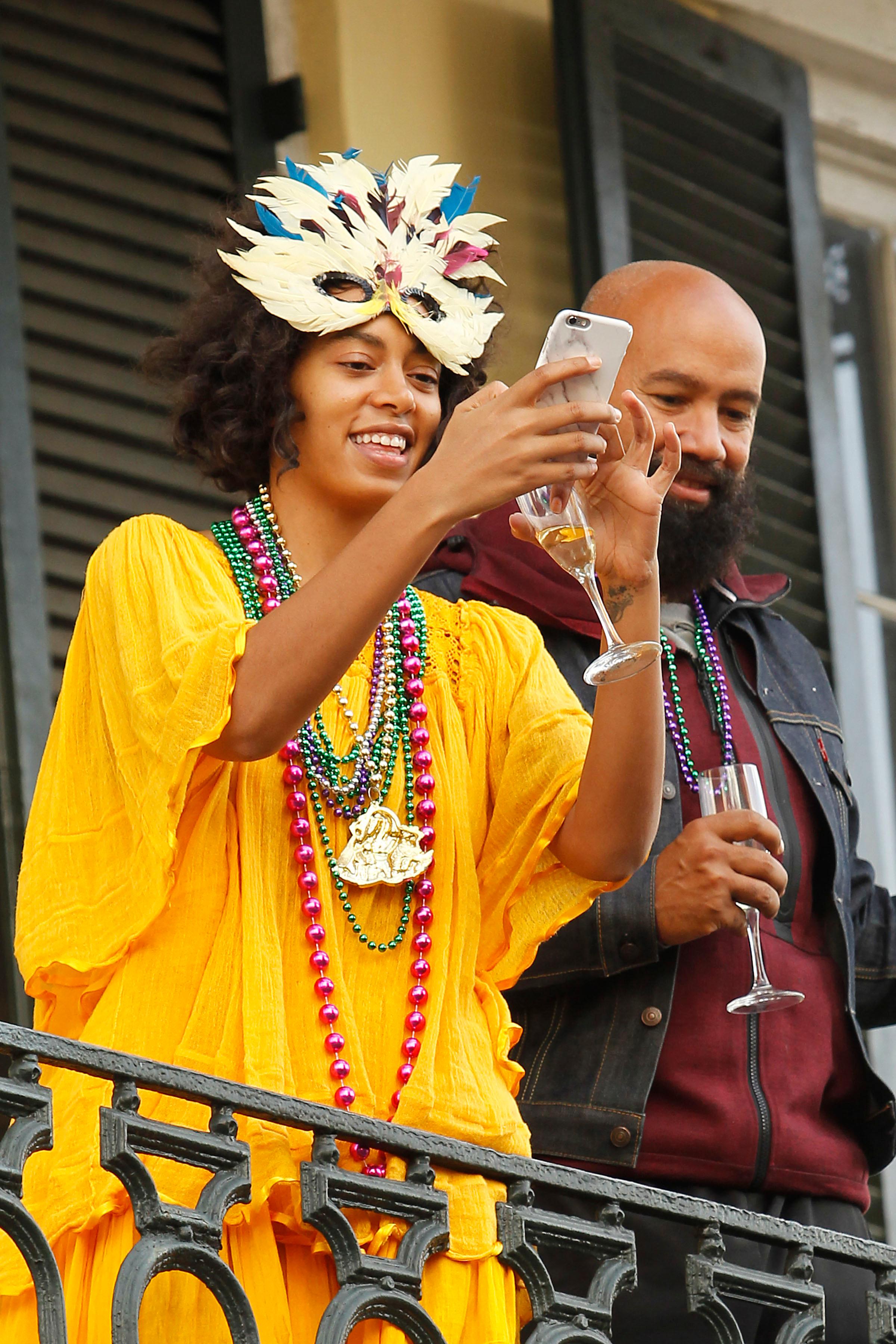 EXCLUSIVE: Solange Knowles enjoys the build up to Mardi Gras with husband Alan Ferguson and her son in New Orleans