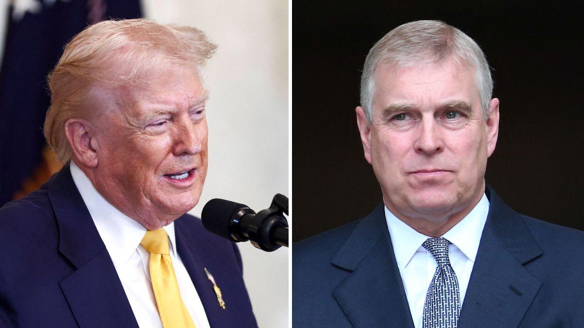 Split photo of Donald Trump and ex-Prince Andrew.