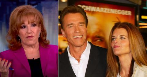 Photo of Joy Behar; picture of Arnold Schwarzenegger and Maria Shriver.