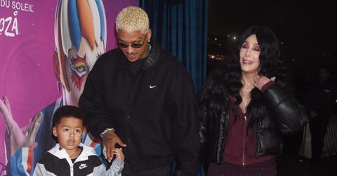 Photo of Cher, Alexander 'A.E.' Edwards and his son, Slash.