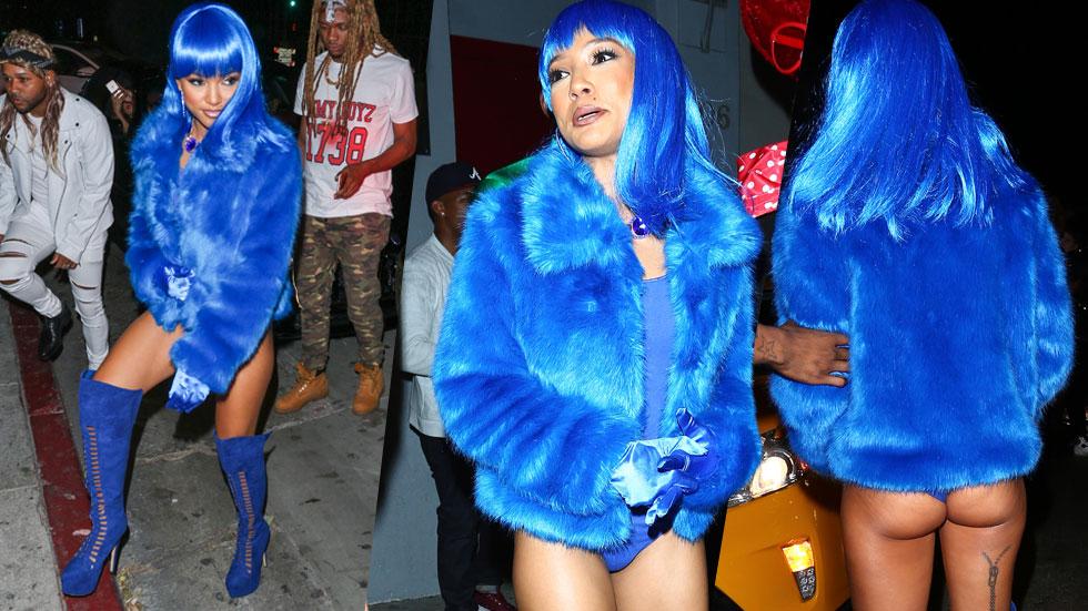 Karrueche Tran Flashes Her Butt In Almost Naked Lil Kim Costume At Los Angeles Halloween Party 6639