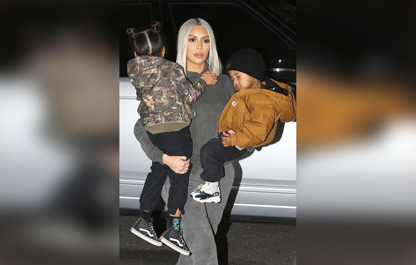 Kim Kardashian helps son Saint ice skate as she hits the rink with daughter North