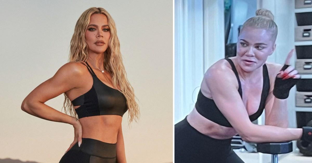 Khloe Kardashian shows off her smaller-than-ever butt in skintight leggings  and sports bra during workout at home gym