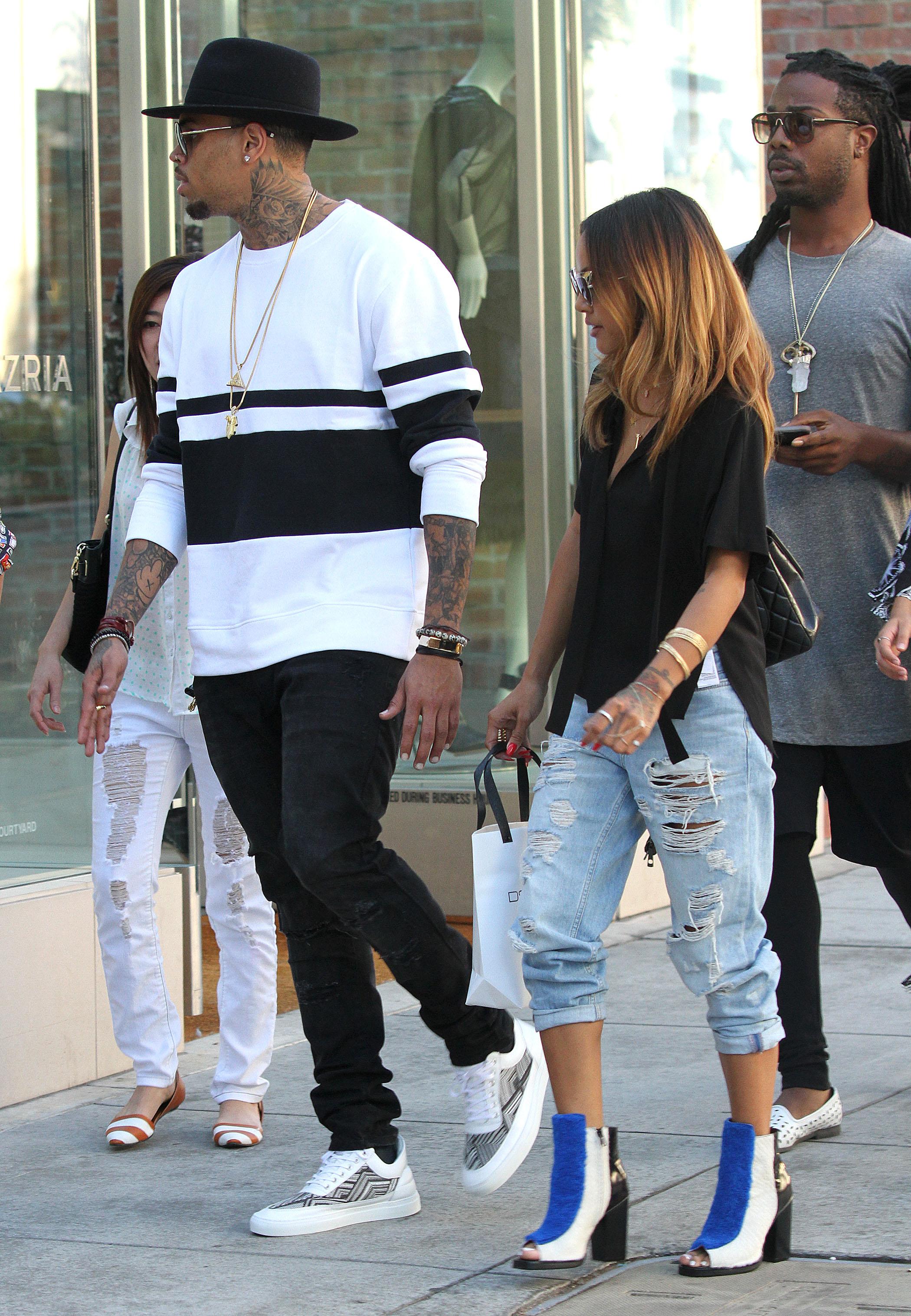 Chris Brown and girlfriend out for some shopping in Beverly Hills***NO DAILY MAIL SALES***