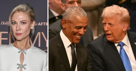 Composite photo of Desi Lydic, Barack Obama and Donald Trump