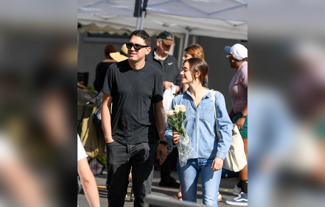 EXCLUSIVE: Emmy Rossum and husband Sam Esmail pick up produce at their local farmer&#8217;s market