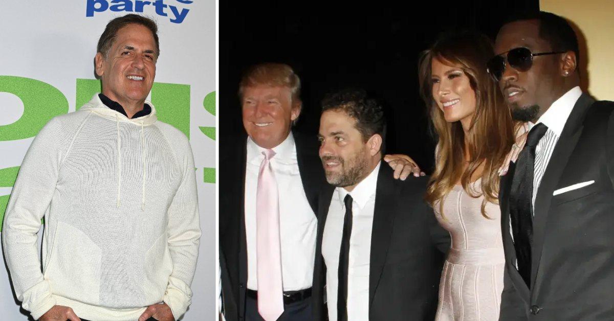 Photo of Mark Cuban and an image of Donald Trump with Melania Trump and Sean 'Diddy' Combs