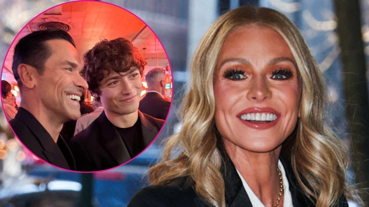 Composite photo of Mark Consuelos, Joaquin Consuelos and Kelly Ripa