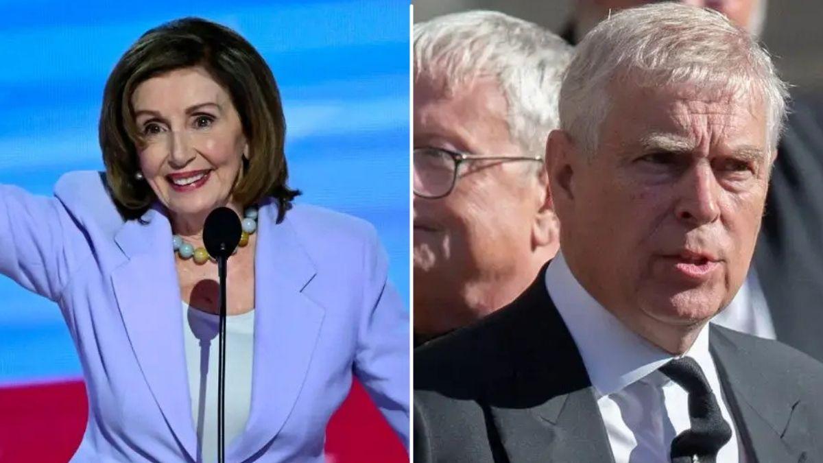 image split Nancy Pelosi and prince Andrew 
