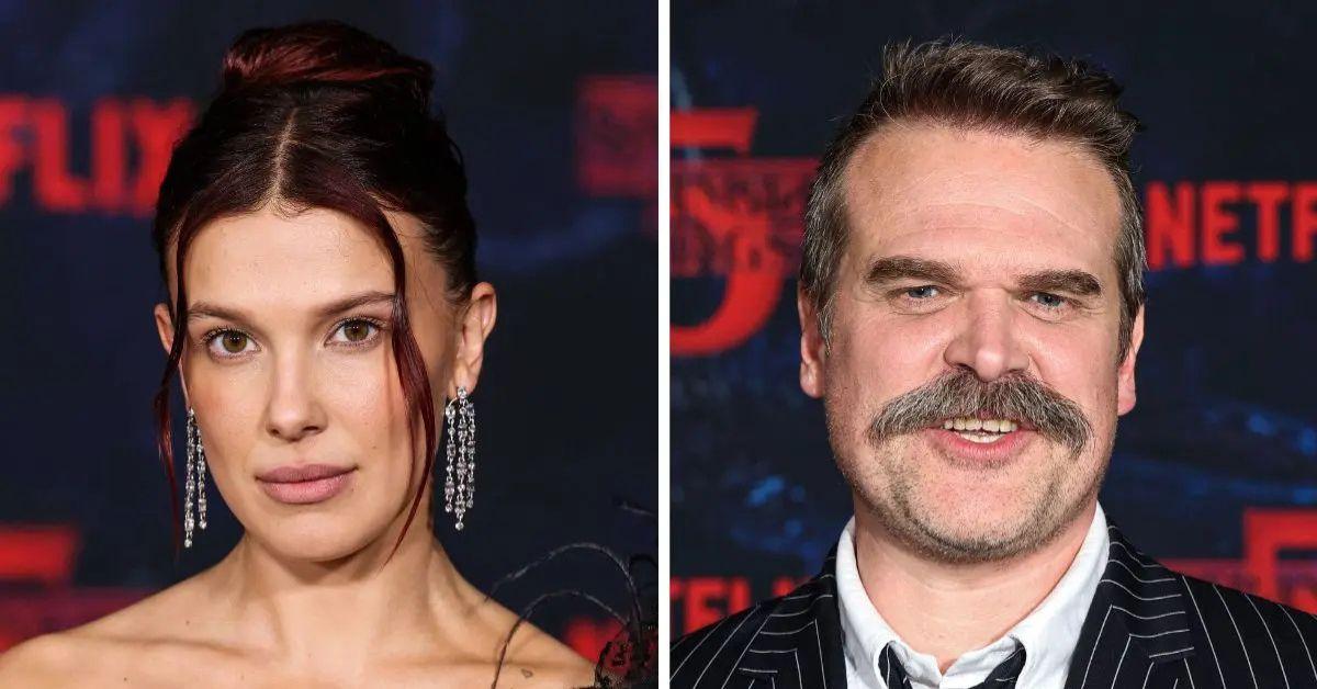 Photo of David Harbour and Millie Bobby Brown appear on the Netflix hit 'Stranger Things.'