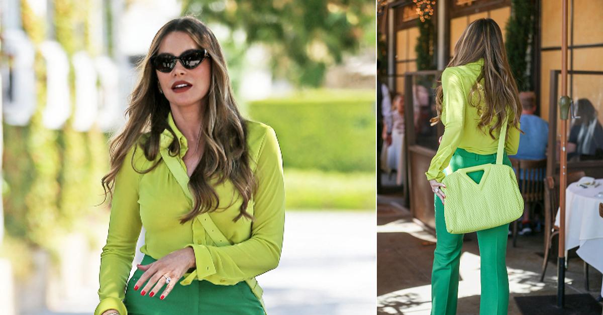 sofia vergara  green outfit celebrity style shop feature