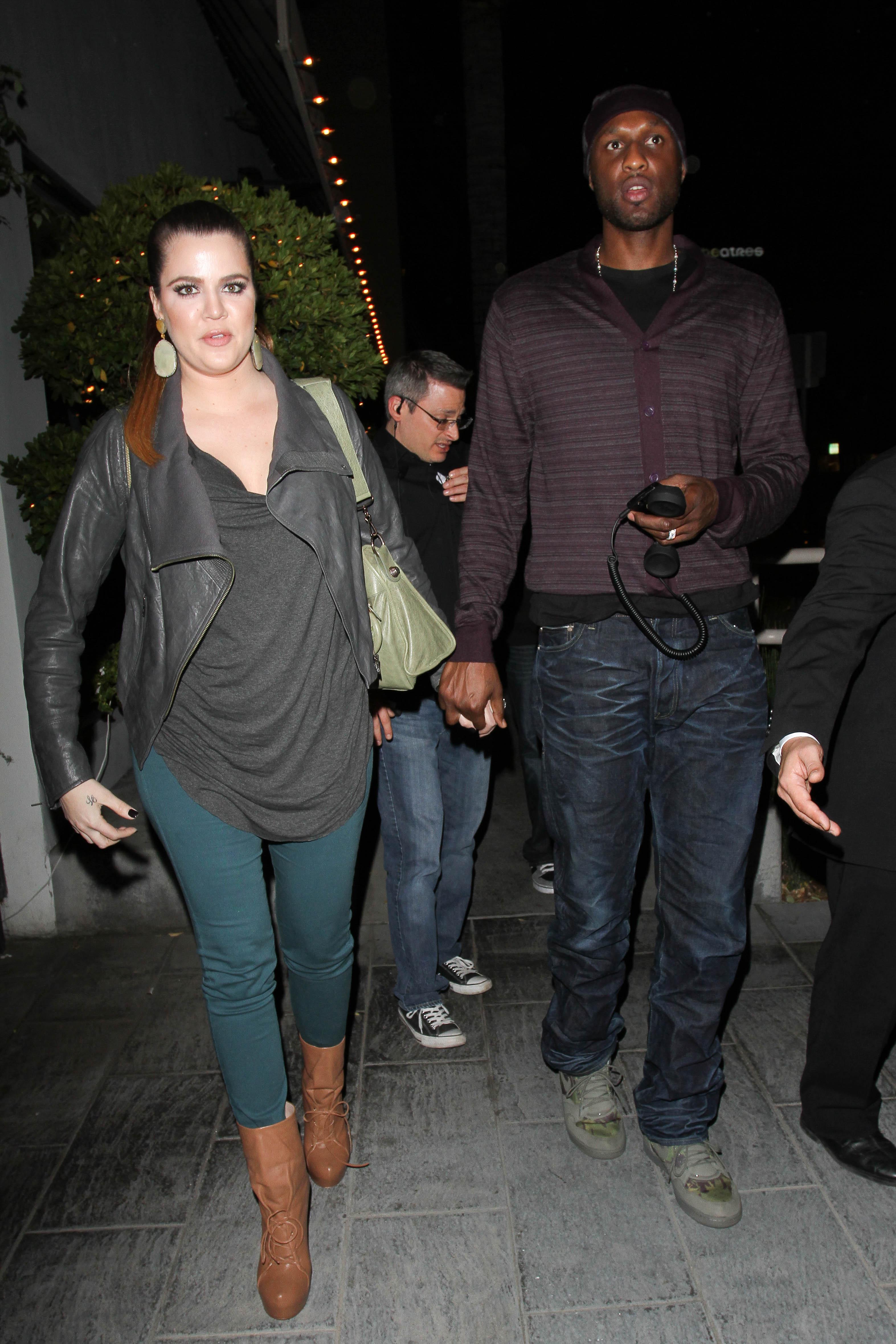 Khloe Kardashian and Lamar Odom filming their reality show at Cuvee on Robertson