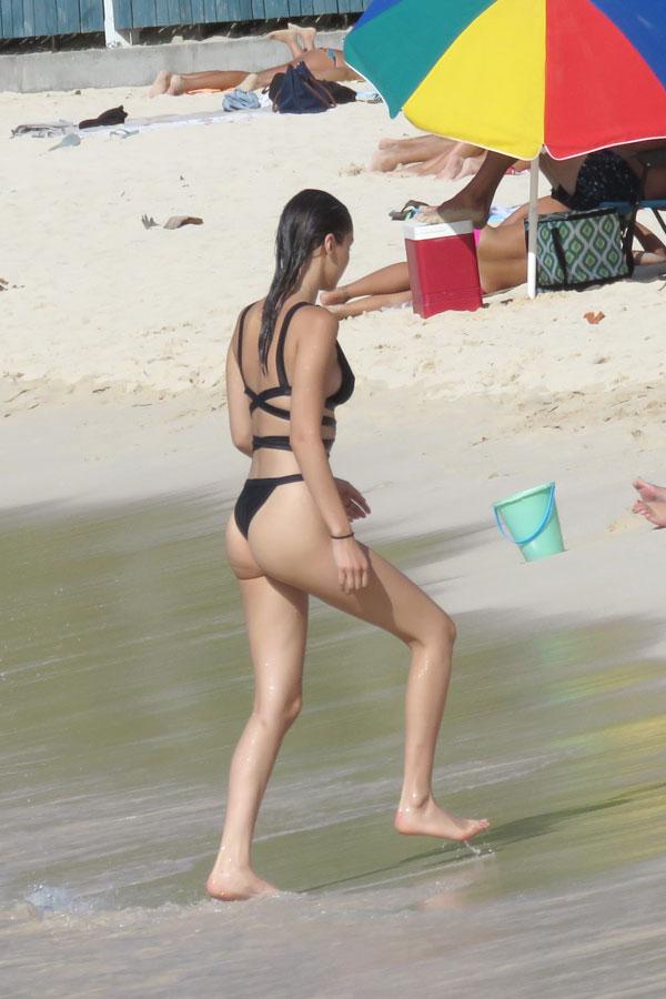 bella hadid sexy black bikini