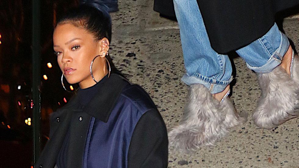 Rihanna furry slippers