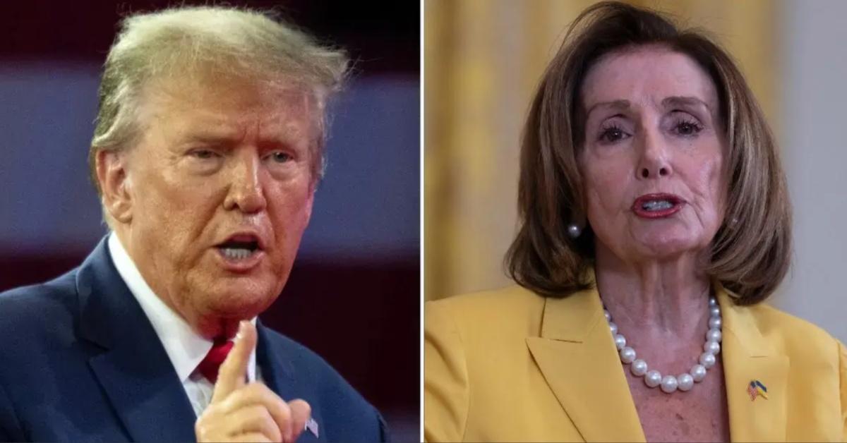 Split photo of Donald Trump and Nancy Pelosi