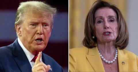 Split photo of Donald Trump and Nancy Pelosi