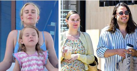 Composite photo of Rumer Willis, Derek Richard Thomas and their daughter, Louetta
