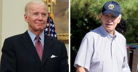 split photo of joe biden in 2011 and 2025
