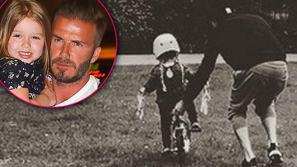 David beckham teaches harper seven ride a bicycle